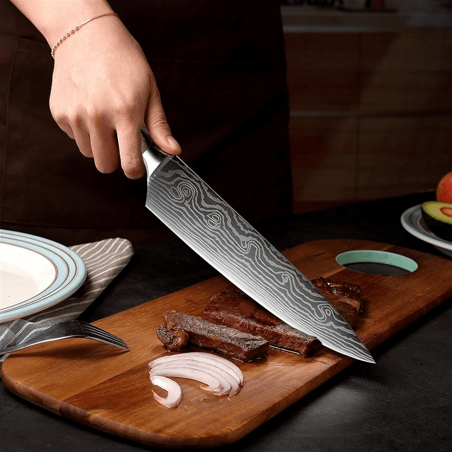 Couteau de cuisine - DamascusKitchenKnives™ - Couteau Santoku - Cuisine - moi ça